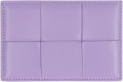 Shop Bottega Veneta Intrecciato Nappa Card Holder In Lilac