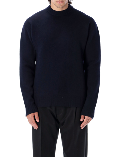 Shop Jil Sander Crew Neck Sweater In Blue Navy