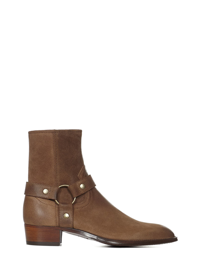 Shop Saint Laurent Wyatt Boots In Brown