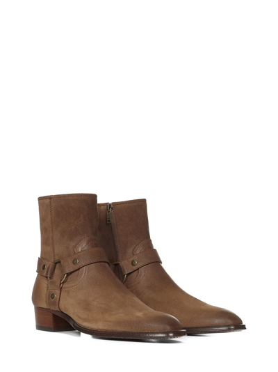 Shop Saint Laurent Wyatt Boots In Brown