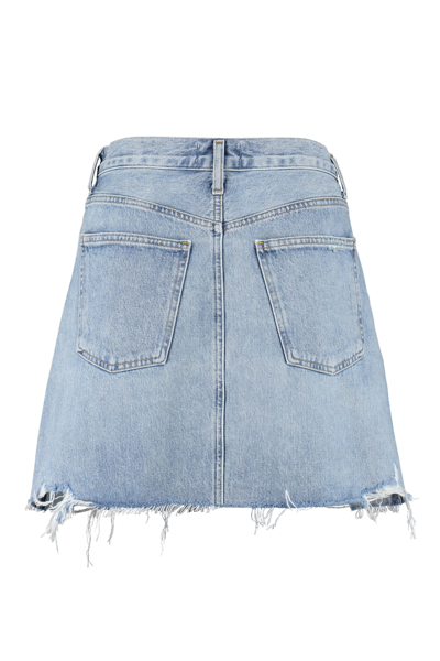 Shop Agolde Criss Cross Denim Mini Skirt