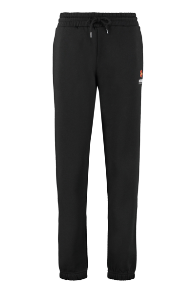 Shop Kenzo Embroidered Cotton Sweatpants In Black