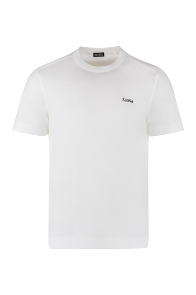 Shop Z Zegna Cotton Crew-neck T-shirt In White