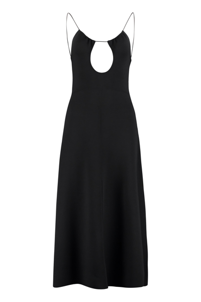 Shop Saint Laurent Cut-out Detail Knitted Dress In Black