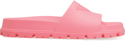 Shop Prada Rubber Slides In Pink
