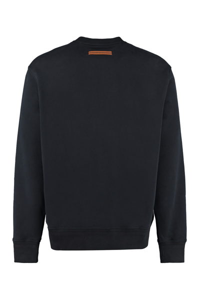 Shop Z Zegna Logo Detail Cotton Sweatshirt In Black