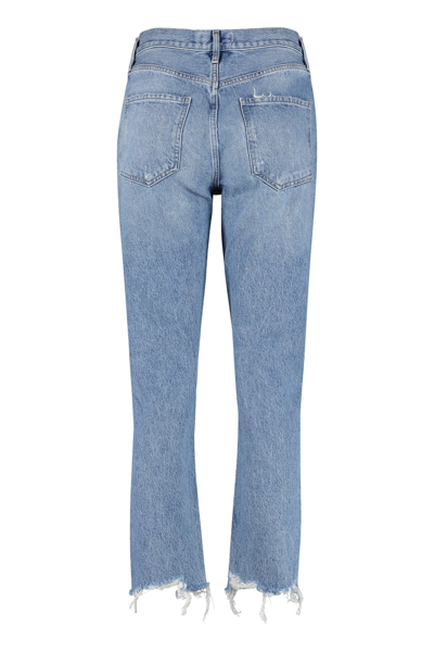 Shop Agolde Riley Cropped Straight Leg Jeans In Denim