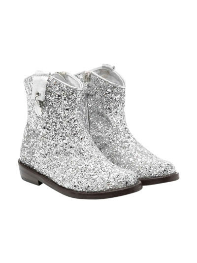 Shop Monnalisa Silver Ankle Boots Girl . In Argento