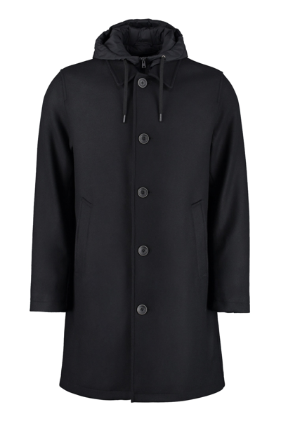 Shop Herno Single-breasted Wool Coat In Black
