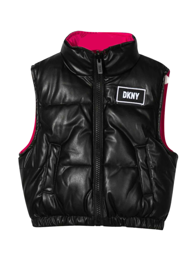 Shop Dkny Girl Reversible Padded Vest In Nero