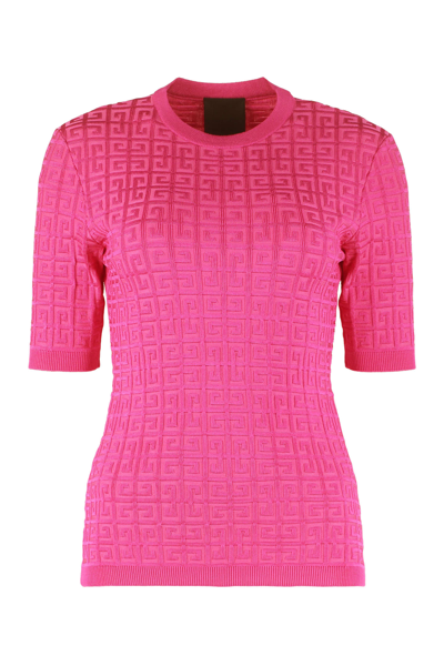Shop Givenchy Short Sleeve Sweater In Fuchsia