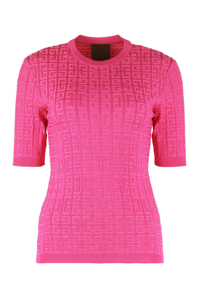 Givenchy Monogram All Over Knit Sweater In Fuchsia