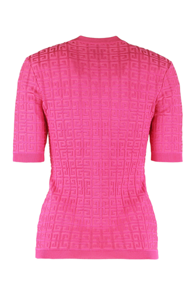 Givenchy Monogram All Over Knit Sweater In Fuchsia