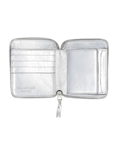 Shop Comme Des Garçons Metallic Zip Around Wallet In Silver