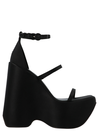 Shop Versace Triplatform Sandals In Black