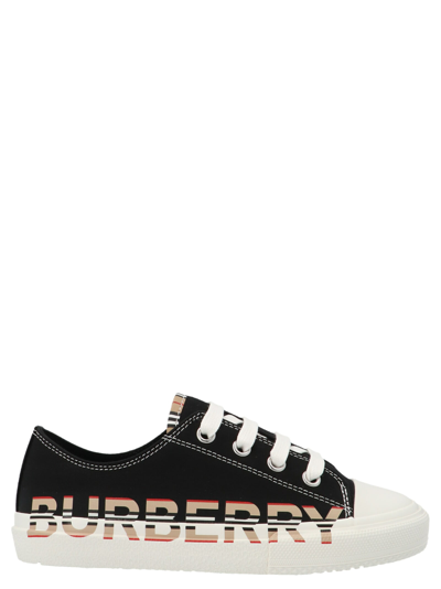 Shop Burberry Logo Sneakers In Black