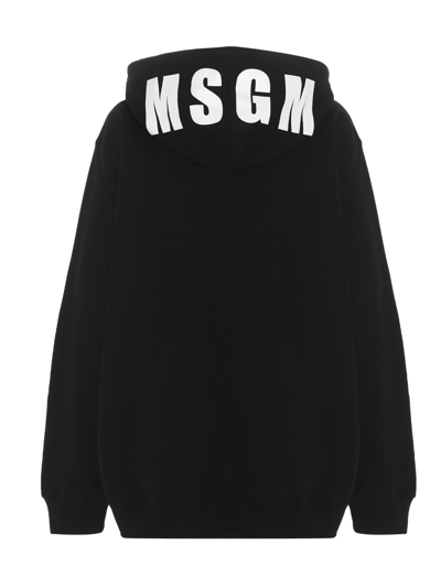Shop Msgm Logo Hoodie In Black
