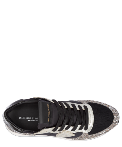 Shop Philippe Model Trpx Leather Sneakers In Noir - Platine