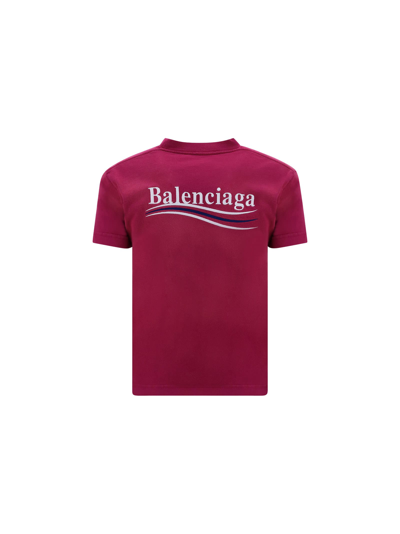 Shop Balenciaga T-shirt In Dark Fuchsia/wt/blu