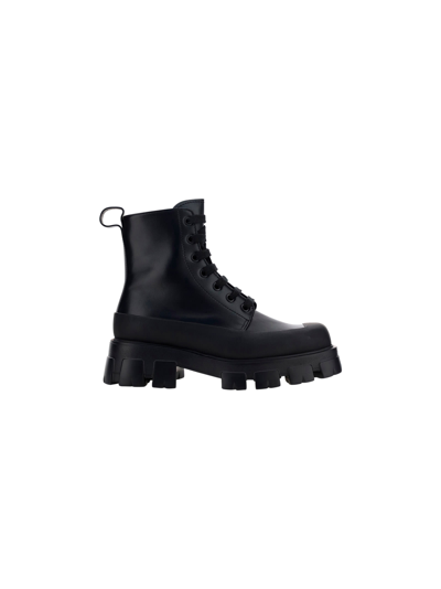 Shop Prada Ankle Boots In Nero