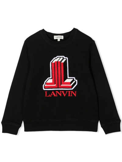 Shop Lanvin Black Cotton Sweatshirt In Nero