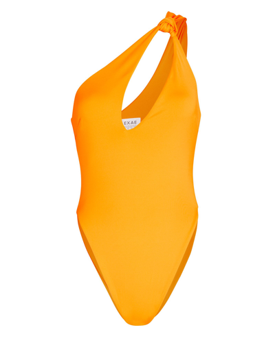Shop Aexae One-shoulder Cut-out One-piece Swimsuit In Orange