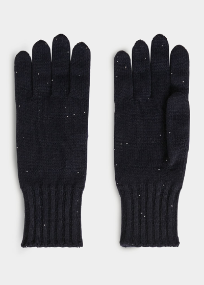 Shop Loro Piana Alpine Baby Cashmere Gloves In Blue Navy