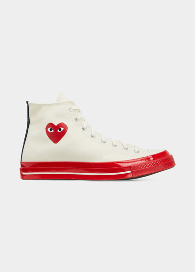 Shop Comme Des Garçons X Converse Men's Play Chuck 70 High-top Sneakers In Off White