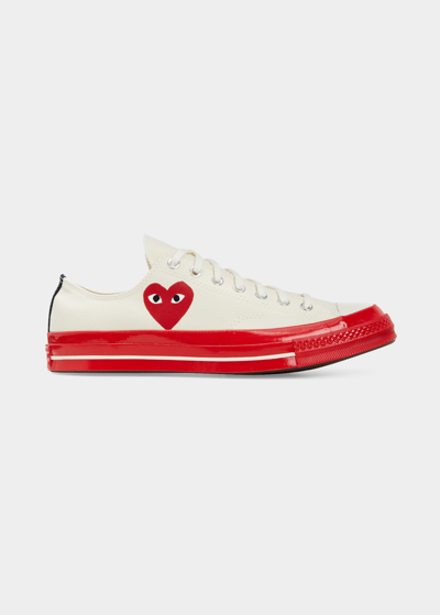 Shop Comme Des Garçons X Converse Men's Play Chuck 70 Low-top Canvas Sneakers In Off White