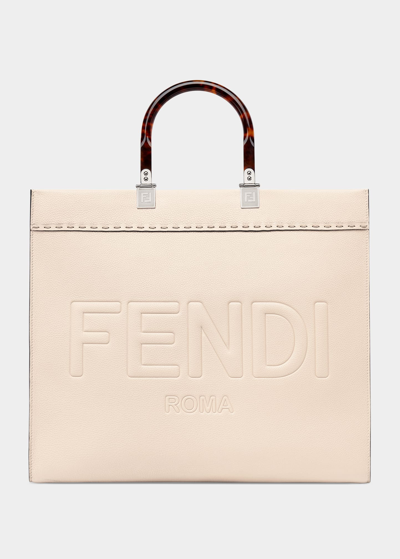 Shop Fendi Sunshine Medium Calfskin Shopper Tote Bag In F065r Light Rose