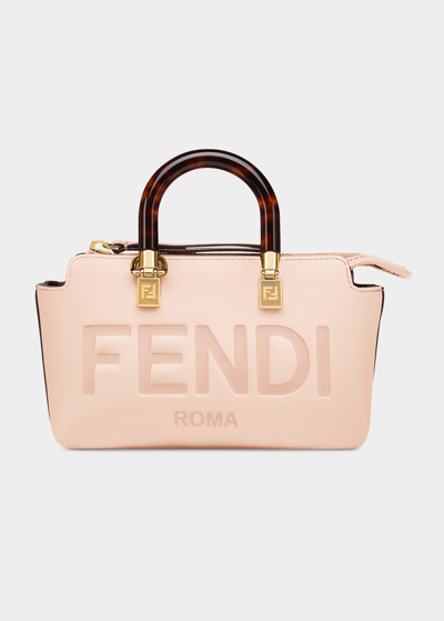 Shop Fendi By The Way Mini Logo Calfskin Top-handle Bag In F14n1 Light Rose