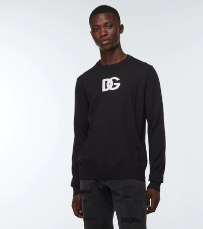 Shop Dolce & Gabbana Logo Intarsia Wool-blend Sweater In Combined Colour