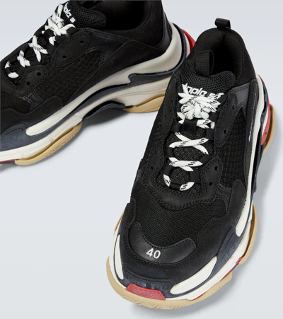 Shop Balenciaga Triple S Sneakers In Black/white/red