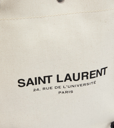 Shop Saint Laurent Universite Canvas Crossbody Bag In Ecru+black