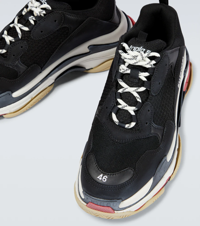 Shop Balenciaga Triple S Sneakers In Black/white/red