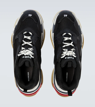 Shop Balenciaga Triple S Sneakers In Black/white/red
