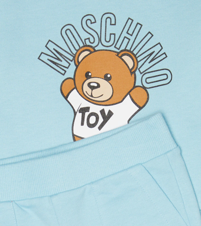 Shop Moschino Baby Sweatshirt And Sweatpants Set In Baby Sky Blue