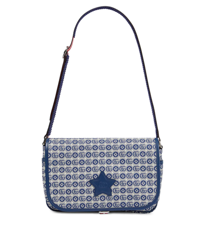 Shop Gucci Star-patch Jacquard Shoulder Bag In Bluet.mul/ro/b.h/urb