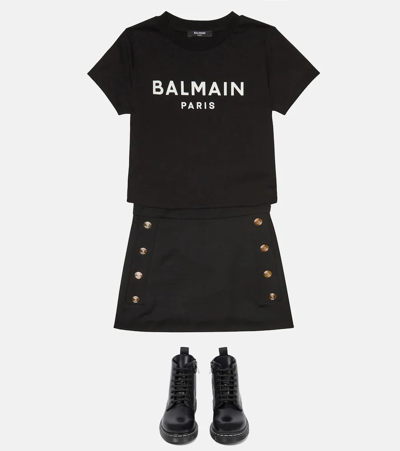 Shop Balmain Virgin Wool Skirt In 930-nero