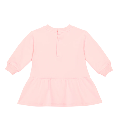 Shop Moschino Baby Cotton-blend Sweatshirt Dress In Sugar Rose