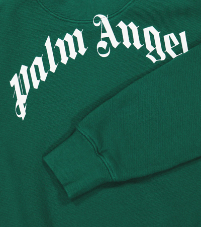 Shop Palm Angels Logo Cotton Sweatshirt In Forest Green