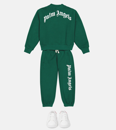 Shop Palm Angels Cotton Logo Sweatpants In Forest Green