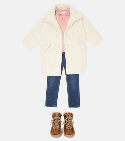 Il Gufo Mockneck Faux Fur Coat In Natural