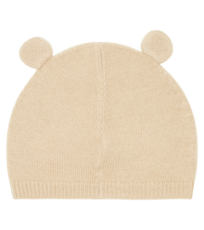 Il Gufo Baby Teddy-ear Wool Knit Beanie In Birch