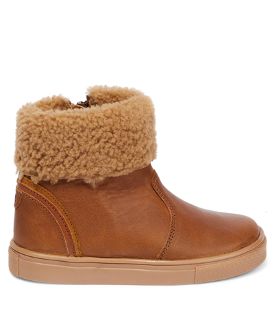 Shop Petit Nord Chubby Shearling-lined Ankle Boots In Hazelnut