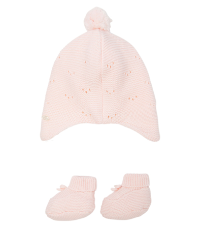 Shop Tartine Et Chocolat Baby Cotton-blend Hat And Socks Set In Rose Pale