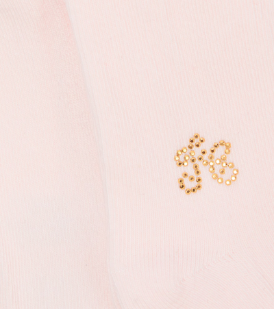 Shop Tartine Et Chocolat Baby Embellished Cotton-blend Tights In Rose Pale