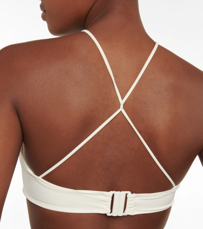 Magda Butrym Strapless Floral Bikini Top With Cut-out Detail In Cream