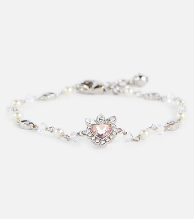 Shop Gucci Crystal-embellished Bracelet In 0926/cry./l.ro./pea.