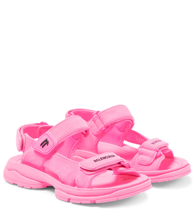 Shop Balenciaga Tourist Sandals In Fluo Pink